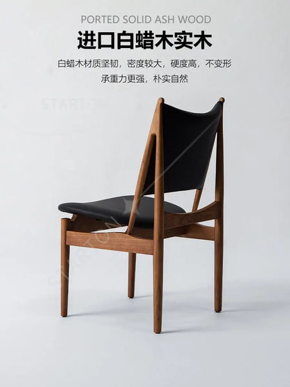 Solid Wood Dining Chair - Nordic Retro Danish Design, Wabi-Sabi Style for Hotel & Restaurant