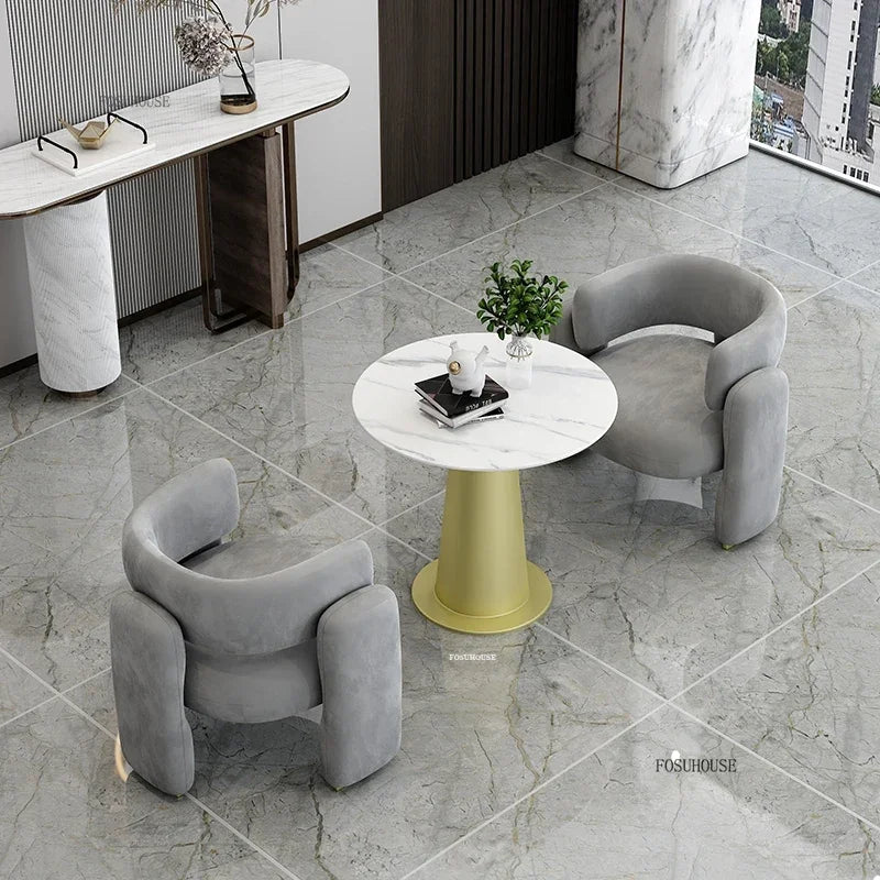 Simple Designer Flannel Backrest Living Room Chairs Light Luxury Leisure Armchair Living Room Furniture Balcony Lazy Single Sofa