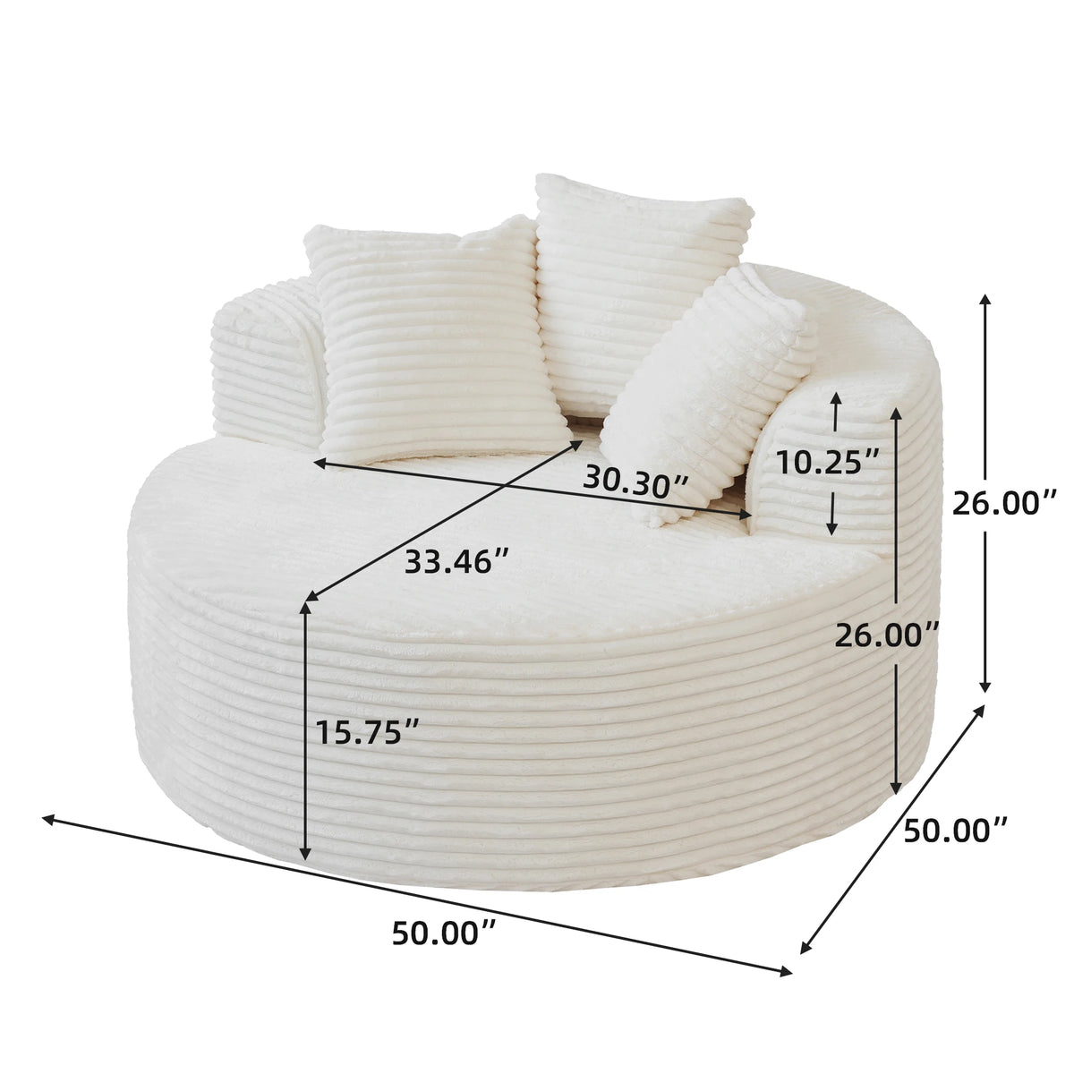 Sdorens Oversized Round Chair Lounge Chaise Cloud Boneless Large Circle Chair with Plush Fuax Fur Fluffy Modern Sleeper Sofa Bed