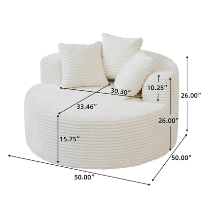 Sdorens Oversized Round Chair Lounge Chaise Cloud Boneless Large Circle Chair with Plush Fuax Fur Fluffy Modern Sleeper Sofa Bed