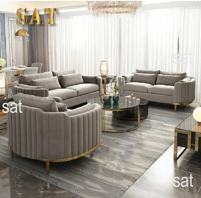 Dubai Luxury Fabric Sofa Set Living Room Couch Furniture Curved Home Sofa Set 1+2+3