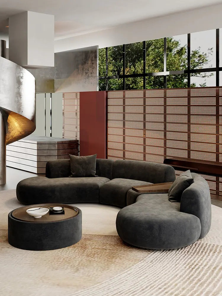 Semicircular curved special-shaped sofa black office beauty salon hotel lobby business rest area reception negotiation