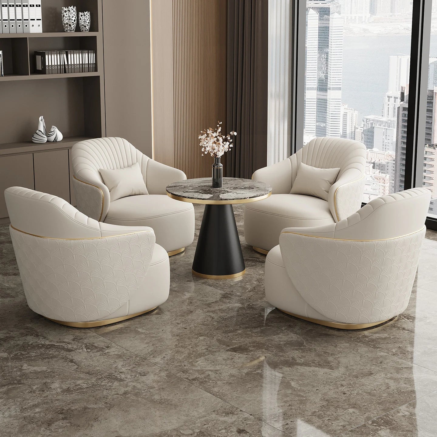 Modern light luxury single sofa chair home balcony negotiation reception table and chair combination designer office area leisur