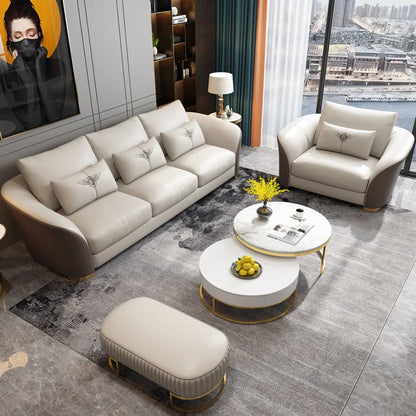 Ensemble de canapés modulaires en cuir, Design italien, maison de luxe, meubles de Villa, cadre en bois, grand canapé sectionnel pour salon