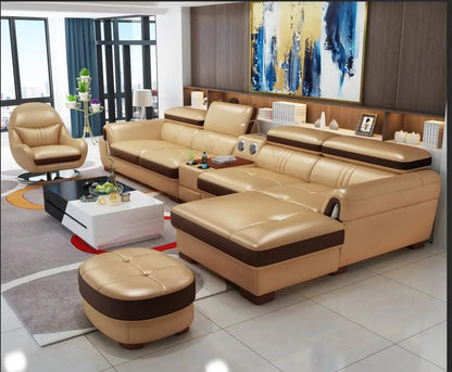A New Design Fashion Leather and Cloth Combination Furniture Living Room Sofa