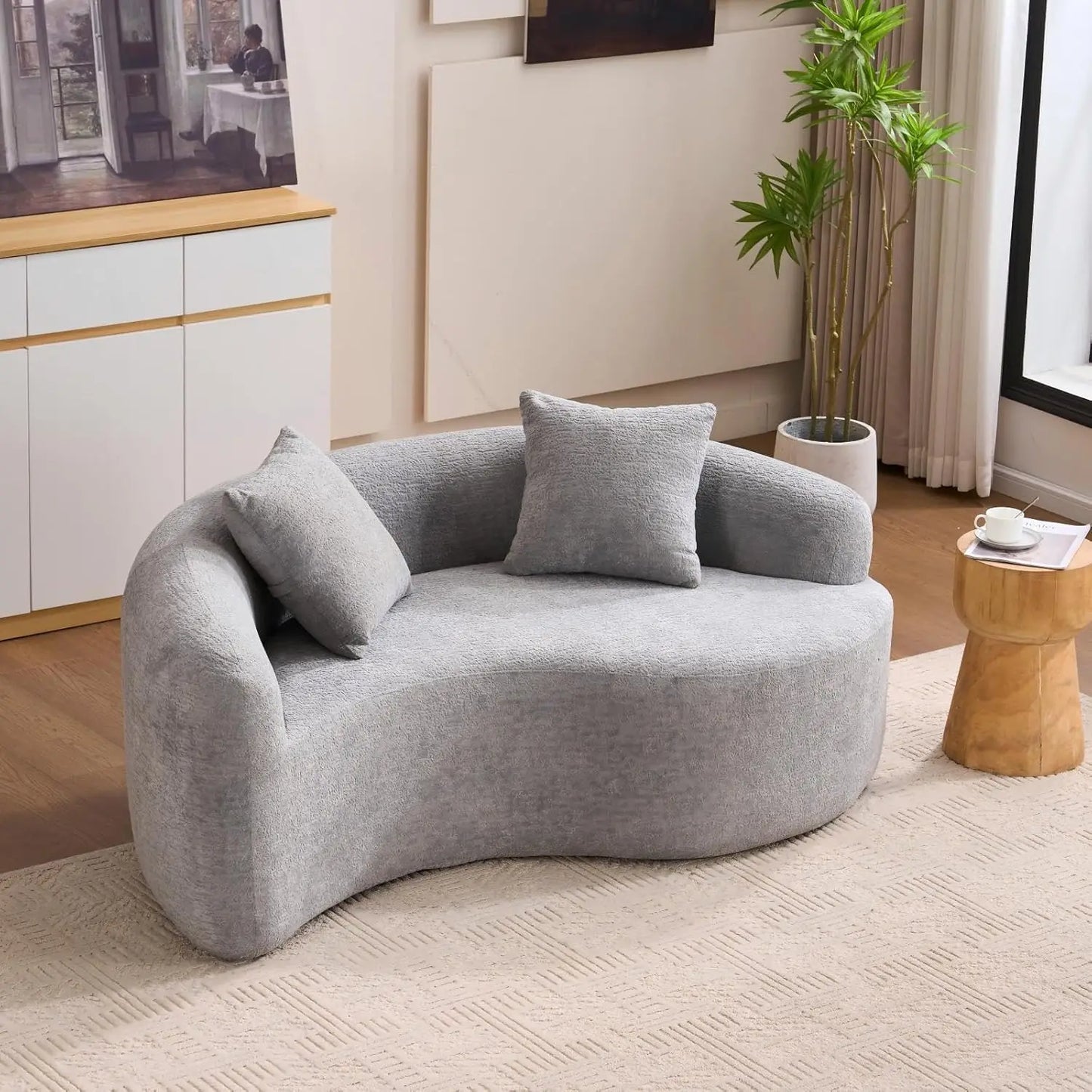 Customizable 66.9'' Modular Sectional Loveseat, Chenille Upholstered Boneless Curved Loveseat with Deep Seat,Combination Round S