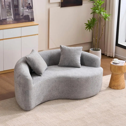 Customizable 66.9'' Modular Sectional Loveseat, Chenille Upholstered Boneless Curved Loveseat with Deep Seat,Combination Round S