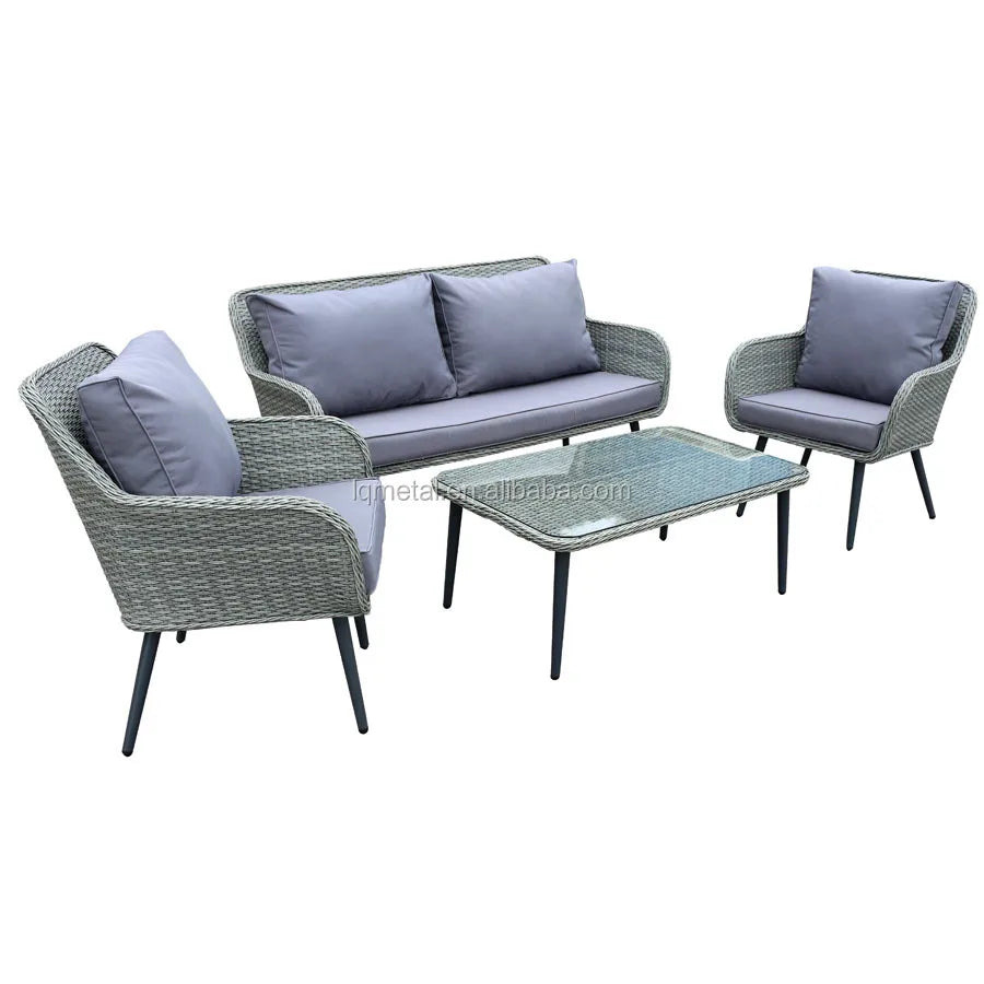 Patio Furniture Set Garden 5PCS Galvanized Steel Garden Set Wicker Ratran Sofa