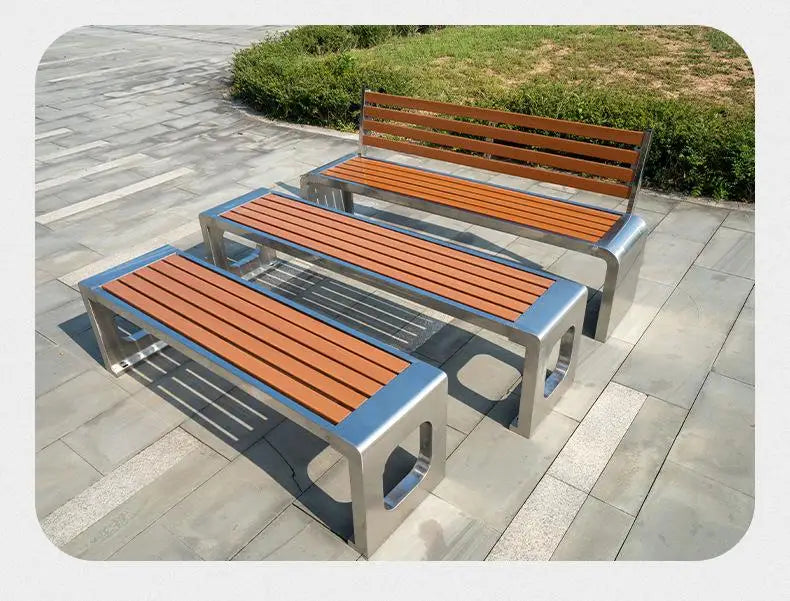 Outdoor Waterproof Sales Park New Hotel Patio 2022 Design Wholesale Steel Wooden Garden Bench