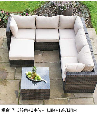 Terrace Modern Garden Sofas Outdoor Combination Courtyard Nordic Garden Sofas Waterproof Pe Rattan Furniture Sofá Jardín MHHYSF