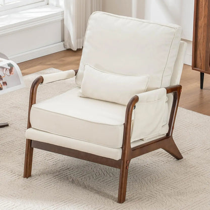 Mid Century Modern Chair Set of 2, Upholstered Lounge Arm Chair with Solid Wood Frame, Comfy Accent Chair for, Customized