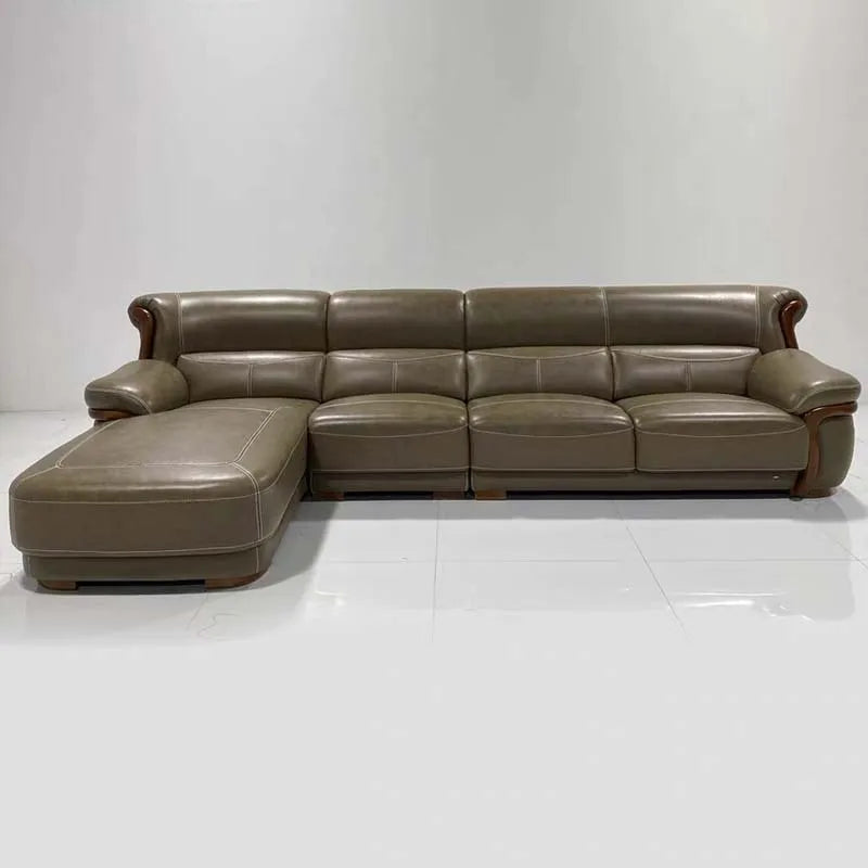 leather sofa modern simple living room combination small apartment Nordic first-layer cowhide princess corner furniture