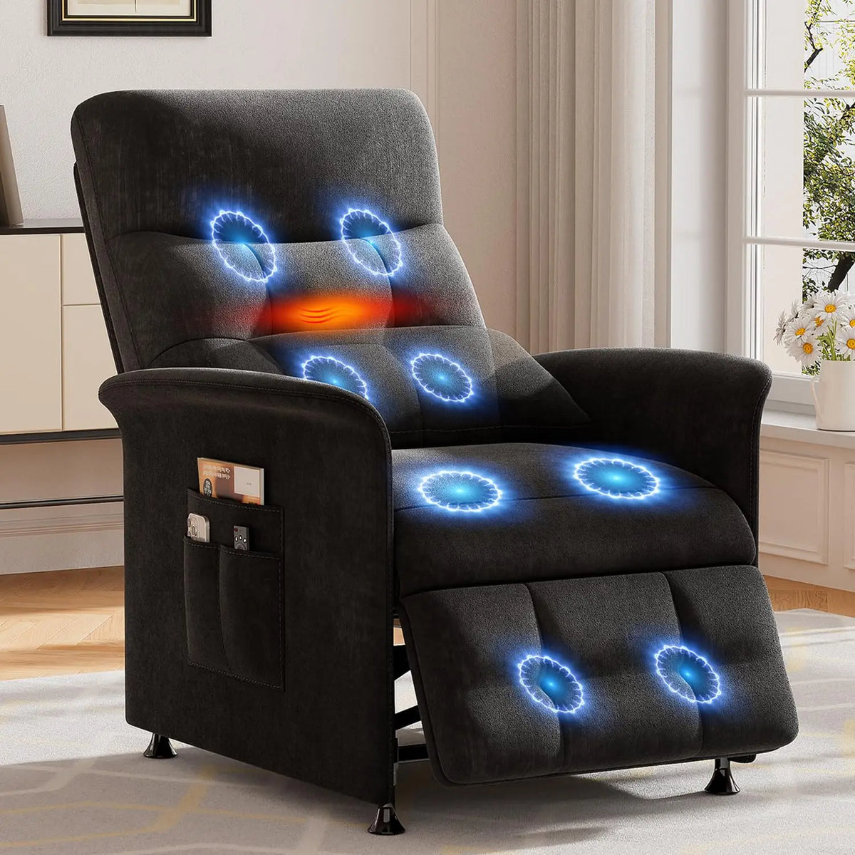 Power Recliner Chair for Adults with Heated & Massage, Lazy Boy Electric Reclining Chair Sofa, Adjustable Single, Customized