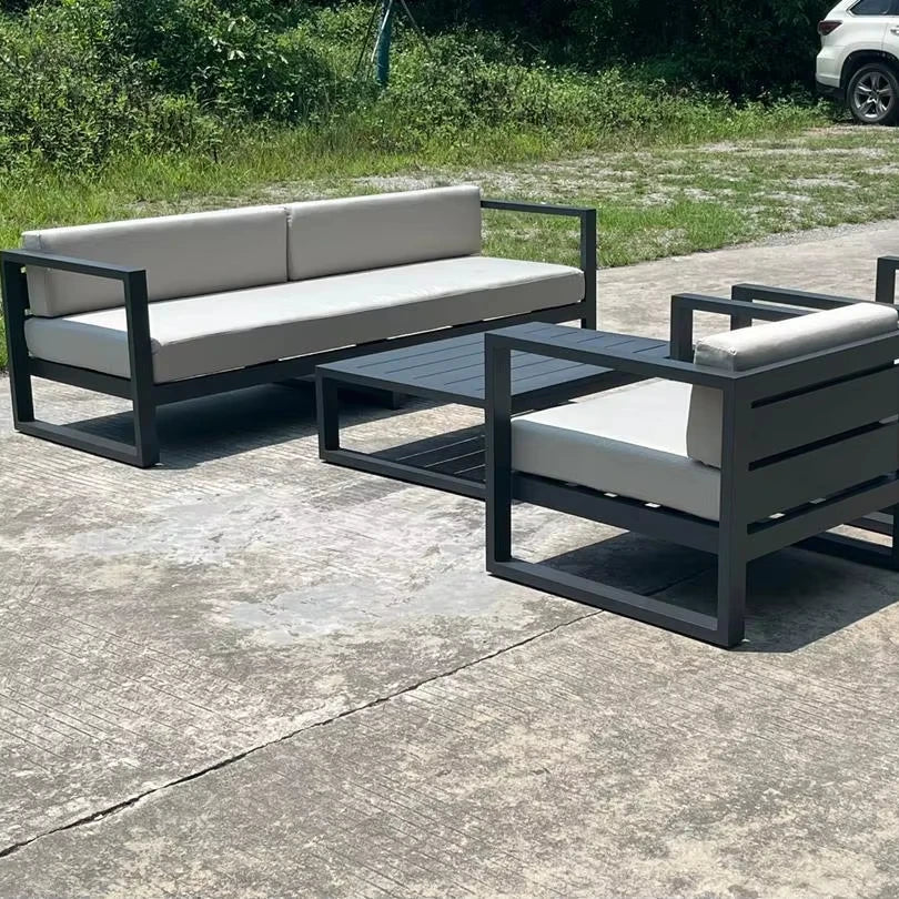 Chinese Factory Wholesale Outdoor Courtyard Terrace Aluminum Sofa Tea Table Combination Outdoor Garden Sofa Furniture