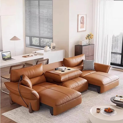 Relaxing Genuine Leather Sofa Living Room Electric Reclining Italian Sofa Lounge Luxury Divano Soggiorno Furniture Home