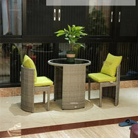Nordic Rattan Garden Furniture Set Three-piece Courtyard Terrace Outdoor Round Table and Chairs Patio Leisure Table and Chairs X