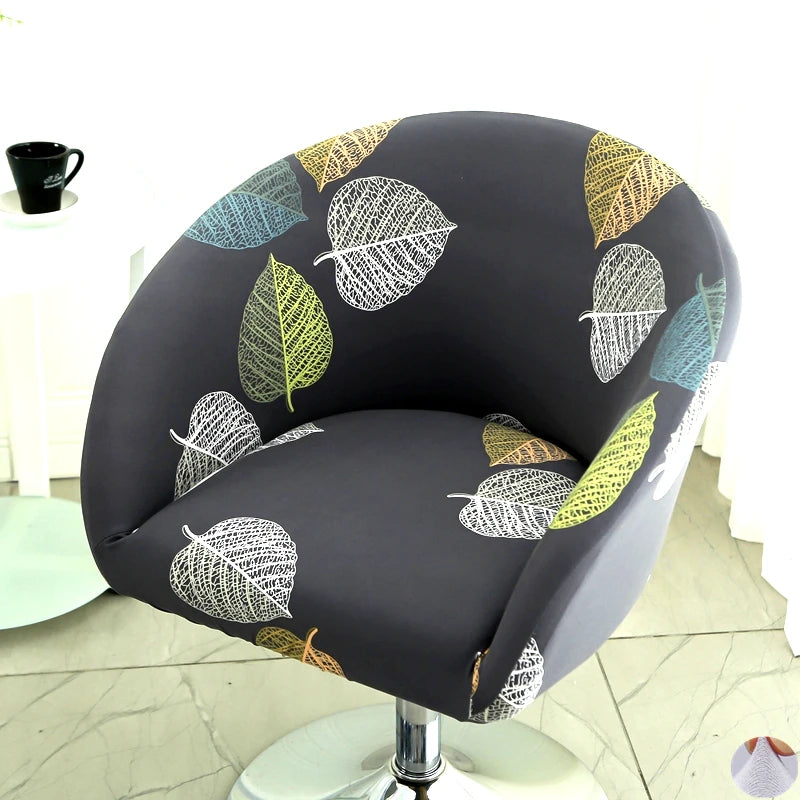 Universal Curved Chair Cover Short Back Printed Arc Armchair Covers Dining Chair Covers Home Spandex Elastic Dustproof Cover
