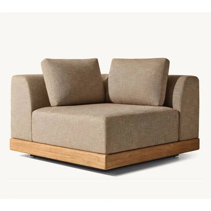 Modern Luxury All Weather Patio Garden Hotel Pool Sofa Set Outdoor Leisure Solid Wood Furniture Teak Modular Sofa L-Sectional