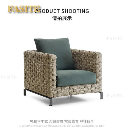 Outdoor rattan sofa combination villa courtyard garden furniture homestay outdoor restaurant lounge chair