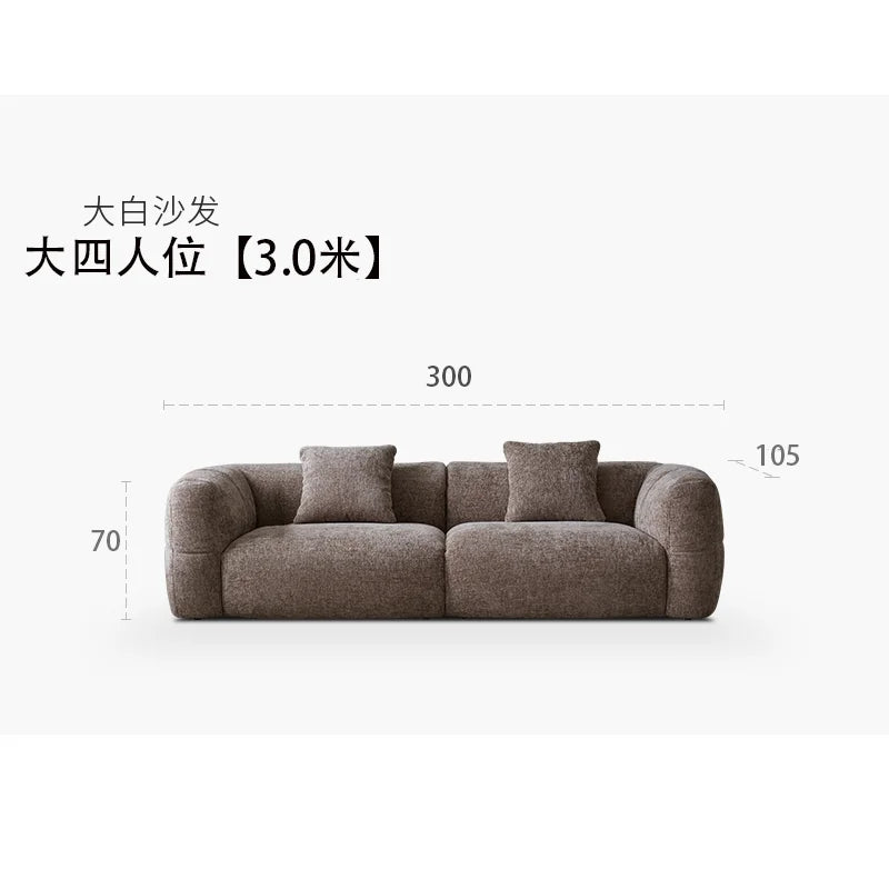 Large Retro Lounge Lazy Sofa Modern Chenille Apartment Living Room Cream Tofu Blocks Style Fabric Armchairs Home Furniture