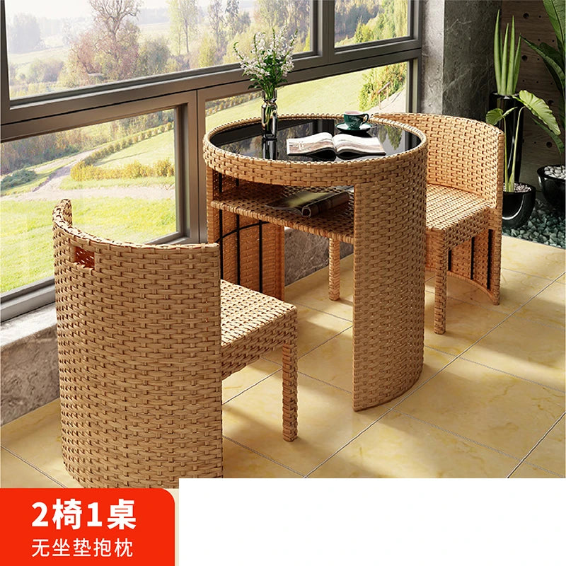 Balcony rattan chair three-piece outdoor courtyard combination small table and chair casual coffee table