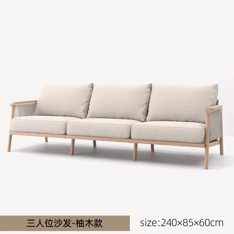 Outdoor Sofa Teak Outdoor Balcony Courtyard Rope Weaving Outdoor Tea Table Combination Garden Solid Wood Furniture