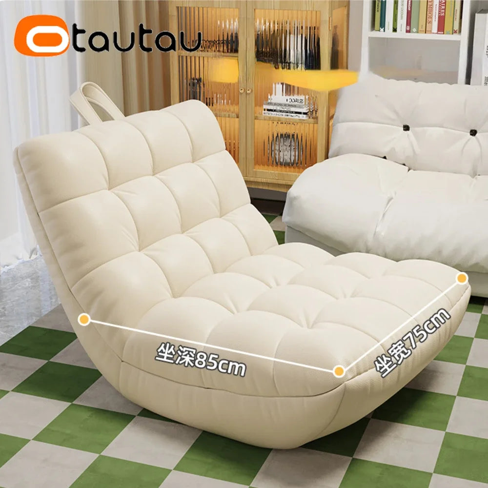 OTAUTAU Bean Bag Lounger Cover Without Filler Floor Seat Lazy Sofa Bed Couch Beanbag Sac with Footrest Stool Ottoman SF024