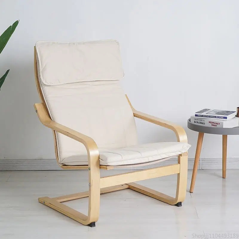 Nordic Lounge Chair - Solid Wood Armrest Recliner for Balcony & Nursery