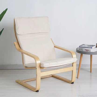 Nordic Lounge Chair - Solid Wood Armrest Recliner for Balcony & Nursery
