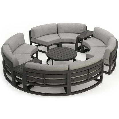 Outdoor sofa courtyard villa garden outdoor arc leisure combination aluminum alloy waterproof sunscreen rattan sofa