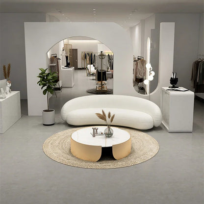 -Modern Light Design Luxury Nordic Velvet Curved Comfortable Living Room Armrest Sofa