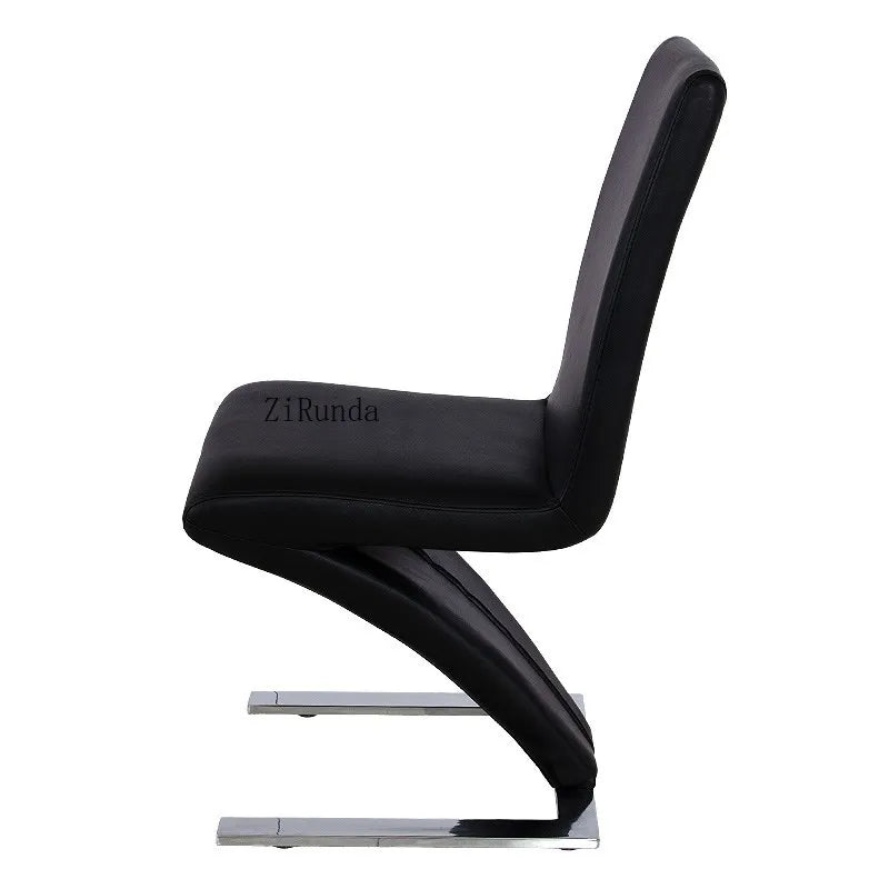 Modern minimalist Z-shaped PU leather metal dining chair, dining room chair