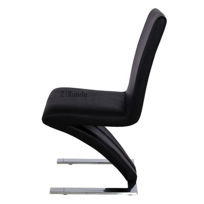Modern minimalist Z-shaped PU leather metal dining chair, dining room chair