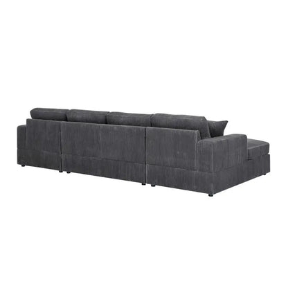 3-Pc Corduroy Double-Chaise Sectional Sofa with Plush Cushions and Modern Design, Comfortable Seating for Living Room, Stylish