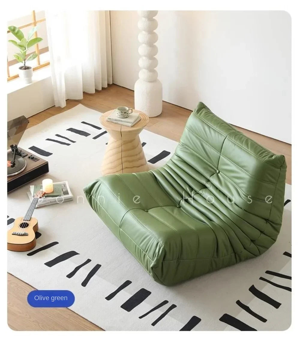 Black caterpillar sofa lazy single leisure chair togo original small apartment balcony living room lying down leather