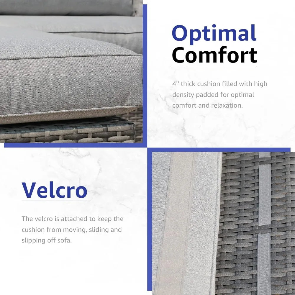 All-Weather Grey PE Wicker Outdoor Single Sofa, Weather-Resistant Patio Armchair, Sectional Sofa with Additional Chair for Patio