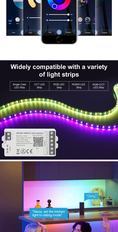 Smart LED Dimmer Tuya Wifi Zigbee DIM CCT RGB RGBW RGBCCT PWM LED Controller Support Alexa Google Home Voice Control