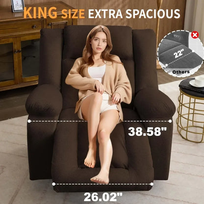 Electric Recliner Chair with Massage & Heating, Swivel Rocking Recliner for Living Room, Oversized Comfort with Side Pockets