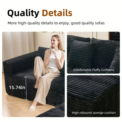 110.24-inch modular combination sofa U-shaped sofa with lounge chair striped fabric four-seater soft cushion sofa for living