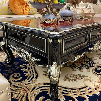 Solid wood coffee table, ebony piano paint high-end luxury solid wood tea table