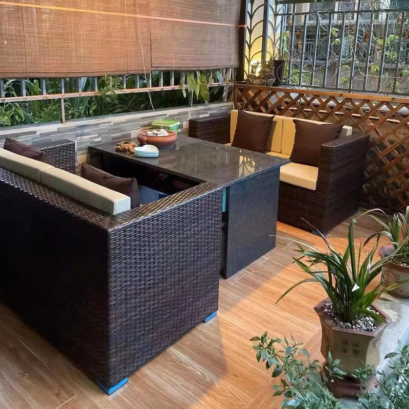 Outdoor sofa combination courtyard garden balcony rattan table and chairs terrace waterproof and sun protection outdoor