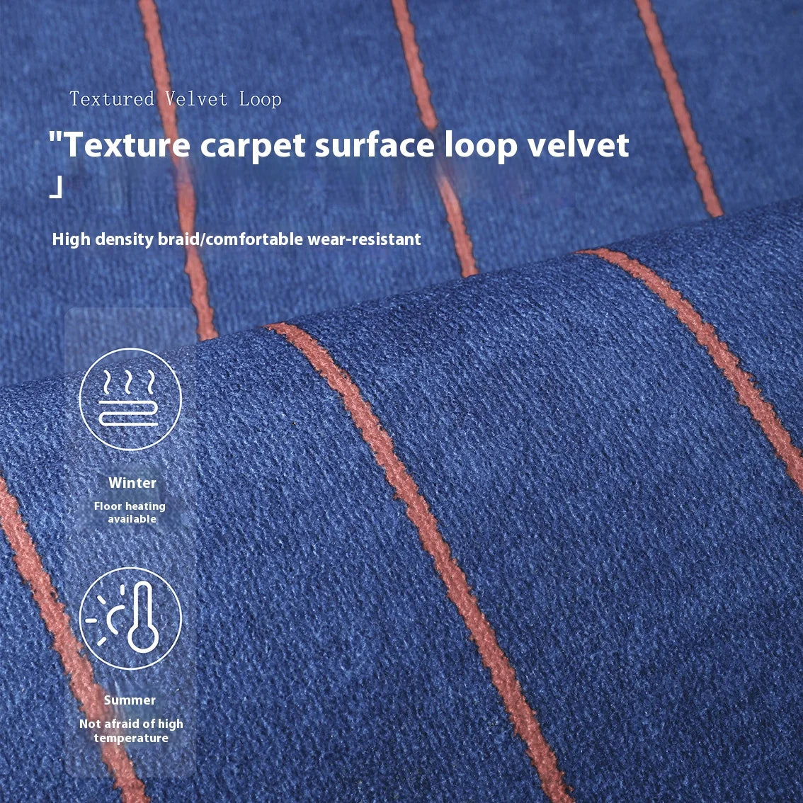 VIKAMA Blue Striped Living Room Rug Light Luxury Sofa Coffee Table Mat Retro Bedroom Lounge Large Area Carpet Home Decor