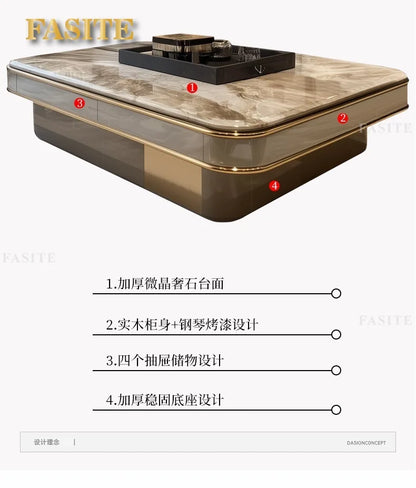 LightLuxury Coffee Table Living Room Home High-end Rectangular Luxury Stone Tea Table New High-end Villa Large Flat Coffee Table
