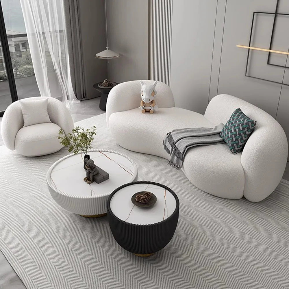 Modern Minimalist Living Room Sofa Berber Fleece Double lounge living room sofas elegant comfortable