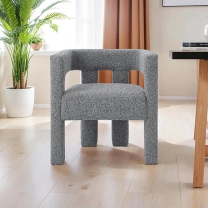 Fabric Upholstered Open-Back Dining Chair, Modern Accent Armchair for Living Room and Bedroom, Sherpa-Style Comfort