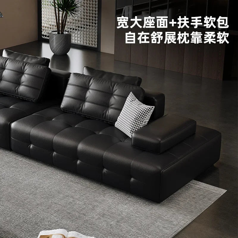 Italian minimalist first-layer cowhide sofa villa living room large apartment high-end all-leather Lawrence sofa