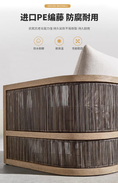 Outdoor villa courtyard sofa high-end teak sofa furniture combination hotel homestay waterproof