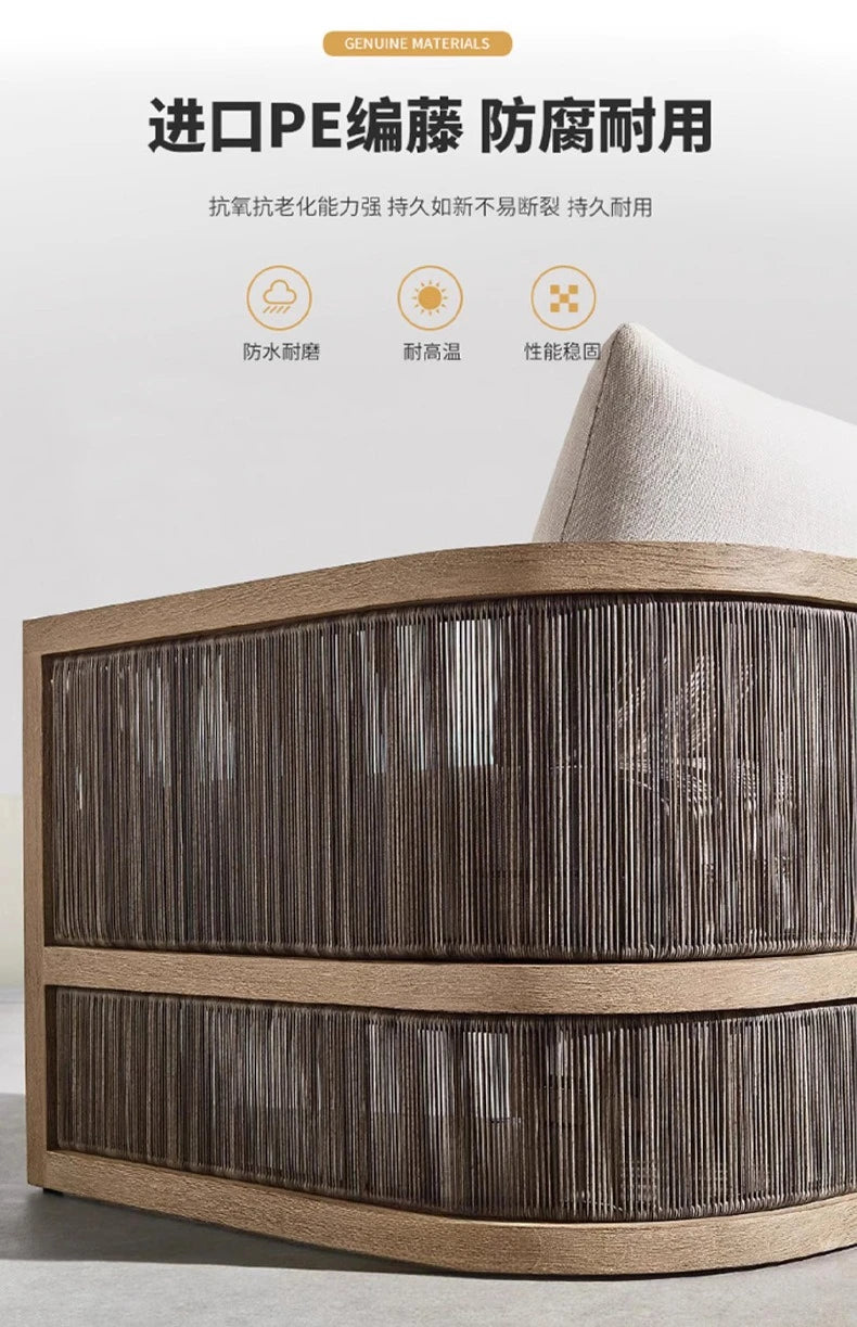 Outdoor villa courtyard sofa high-end teak sofa furniture combination hotel homestay waterproof