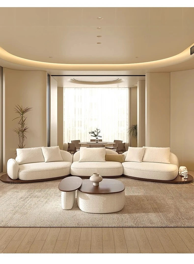 Living Room Coffee Table Designer Creative Three-person Log Style Furniture Modern Simple Modern Morocco Fabric Sectional Sofas