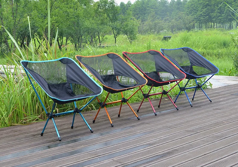 Ultra-Light Aluminum Alloy Folding Chair - Portable Outdoor Camping Fishing Beach Picnic Hiking BBQ Comfort Backrest Chair